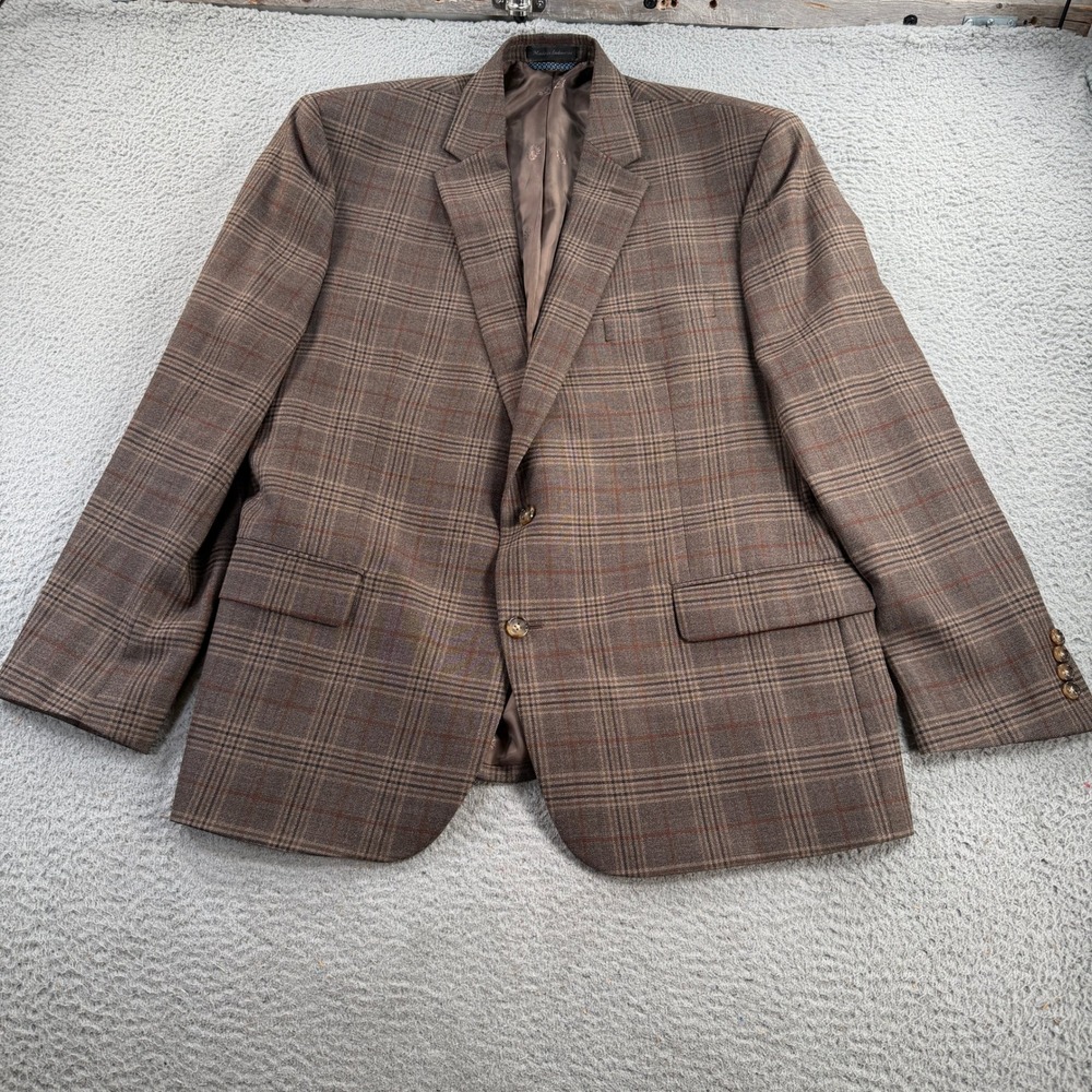 Lauren Ralph Lauren Blazer 46R Brown Plaid Wool Blend Sport Coat Black Label